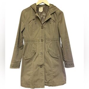 ANTHROPOLOGIE TULLE Olive Green Utility Hooded Jacket